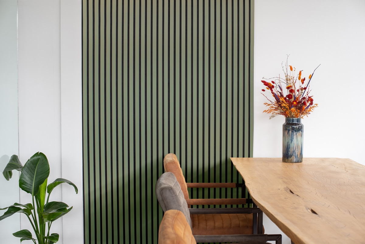 Floer-Akupanel-Wandpaneel-Lino-Olijfgroen-Sfeer Akupanel Wandpaneel Lino olijfgroen