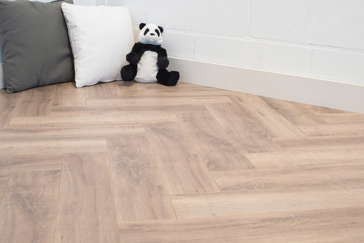 Laminaat visgraat Gerookt wit eiken